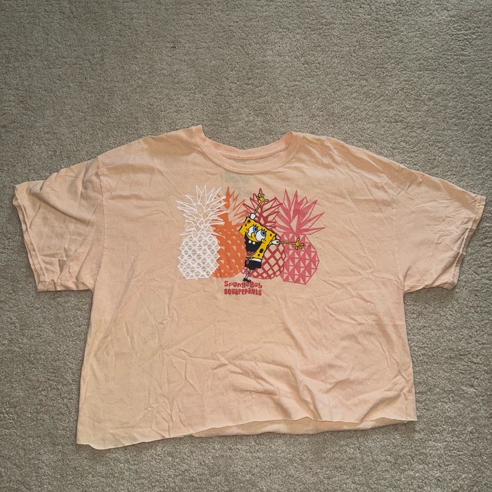 SpongeBob SquarePants Cropped Peach T-Shirt